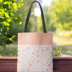 Minimalistische Bloemige Boho Gepersonaliseerde Mo Draagtas