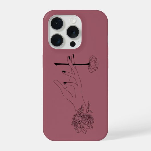 Minimalistische bloemige handlijn kunst telefoonho iPhone hoesje (Achterkant)