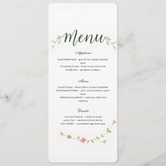 Minimalistische Bloemige Restaurant- of Huwelijksm Programma