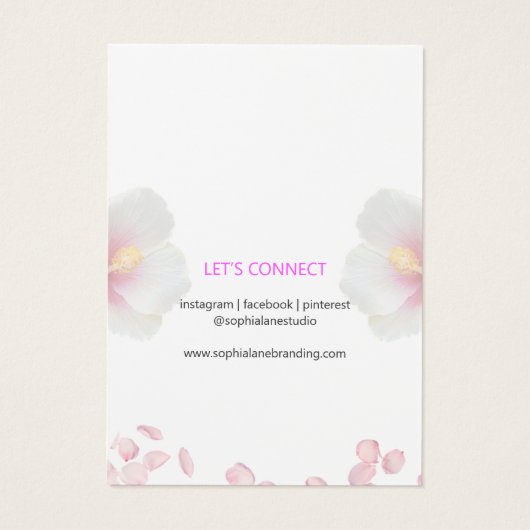 Minimalistische bloemige sieradendisplaykaart sjab visitekaartje (Achterkant)