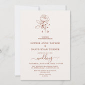 Minimalistische bloemige terracotta monogram trouw kaart (Voorkant)