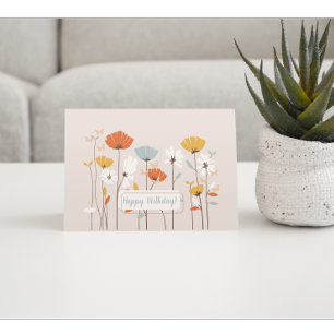 Minimalistische bloemige verjaardagswensen briefkaart