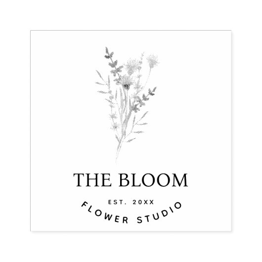 minimalistische bloemist 	rubberstempel (Afrduk)