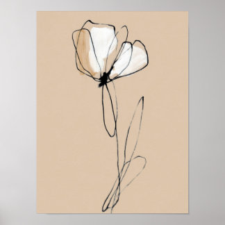 Minimalistische bloemlijn kunst | Neutrale abstrac Poster