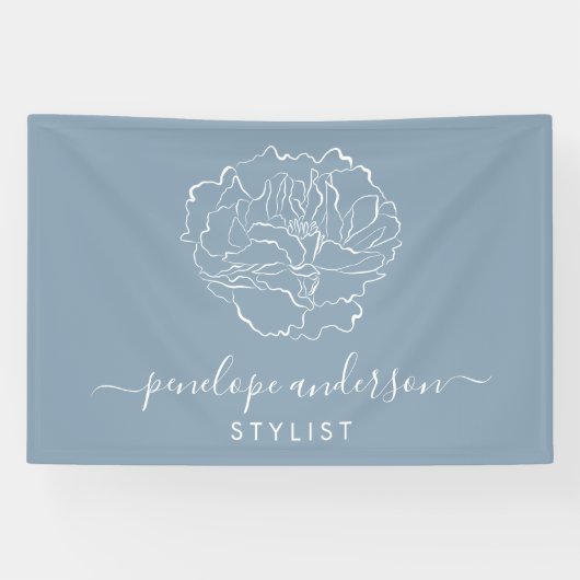 Minimalistische bloemlijn kunst typografie stoffig spandoek (Horizontaal)