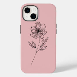 Minimalistische bloemlijn tekening iPhone 14 hoesje