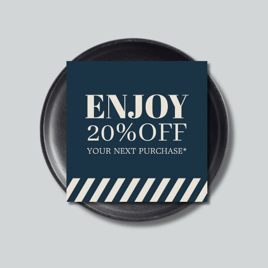 Minimalistische Blue Beige Stripes Holiday Coupon