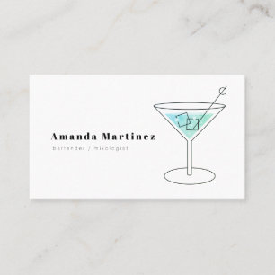 Minimalistische Blue Cocktail Bartender Mixologist Visitekaartje