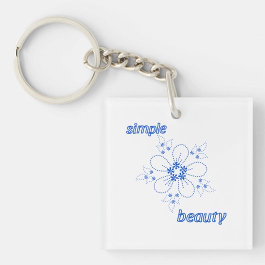 Minimalistische Blue Dashed Line Art Acryl Sleutel Sleutelhanger (Voorkant)