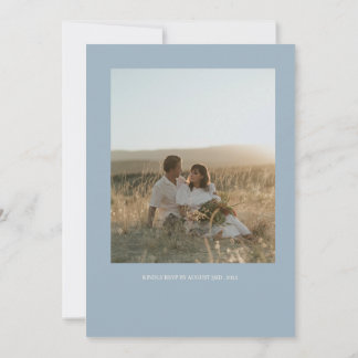 Minimalistische Blue en Cream bruiloft uitnodiging