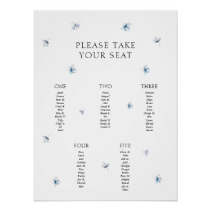 Minimalistische Blue Hydrangea Table Plan Poster Perfect Poster
