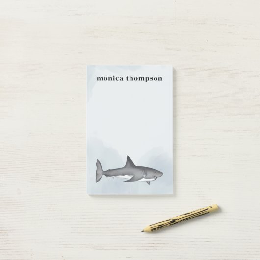 Minimalistische Blue Ocean Shark Custom Post-it® Notes (Op bureau)