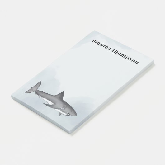 Minimalistische Blue Ocean Shark Custom Post-it® Notes (Schuin)