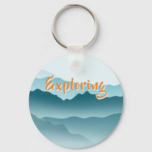 Minimalistische Blue Rolling Mountains monogram Sleutelhanger