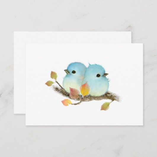 Minimalistische Bluebirds Wildlife Blank Notecards Bedankkaart (Voorkant / Achterkant)