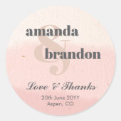Minimalistische Blush & Bloom Bold Script Wedding Ronde Sticker (Voorkant)
