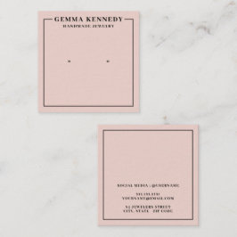 Minimalistische Blush Roze Oorbel Display Kaart Vierkante Visitekaartje