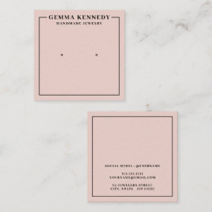 Minimalistische Blush Roze Oorbel Display Kaart Vierkante Visitekaartje