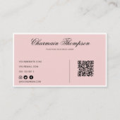 Minimalistische Blush Roze QR Code Visitekaartje (Voorkant)