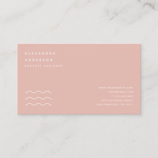 Minimalistische Blush Roze & Wit Visitekaartje (Voorkant)