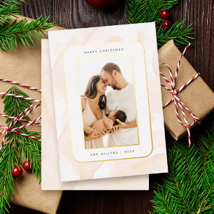 Minimalistische Blush Waterverf Vrolijk Kerstfeest Folie Feestdagenkaart