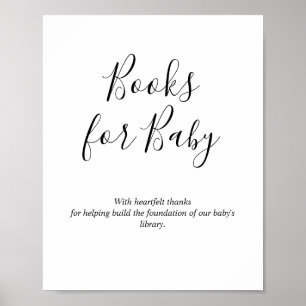 Minimalistische boeken voor baby shower bord poster
