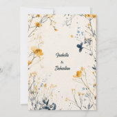 Minimalistische Boheemse Mosterd Geel & Blauw Huwe Kaart (Achterkant)