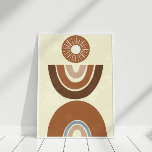 Minimalistische Boho Aardetone Regenboog Muur Kuns Poster