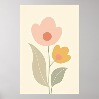 Minimalistische Boho Abstracte Bloemenkunst Poster