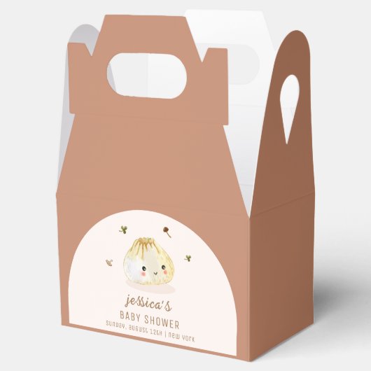 Minimalistische Boho Arch Chinees Dumpling Baby sh Bedankdoosjes (Geopend)