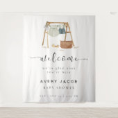 Minimalistische Boho Baby Shower Kleding Welkomstb Wandkleed (Voorkant)