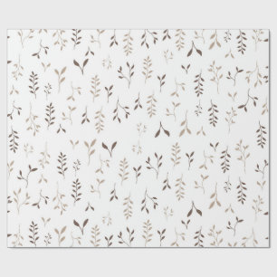 Minimalistische Boho Beige Bruine Botanische Blad Cadeaupapier