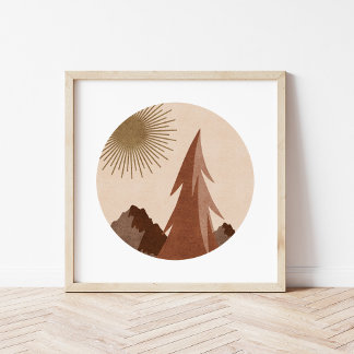 Minimalistische Boho Berglandschap Kunst Poster