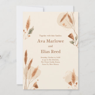 Minimalistische Boho Bloemige Trouwuitnodiging Kaart