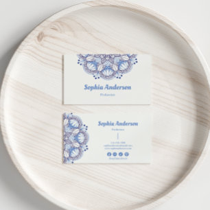 Minimalistische Boho Blue Mandala Professional Visitekaartje