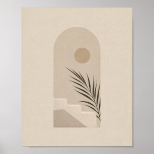 Minimalistische Boho Boog Palm Zon Poster