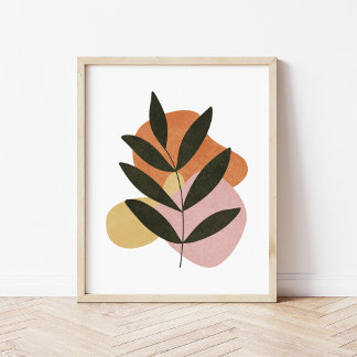 Minimalistische Boho Botanical Leaf Abstracte Vorm Poster