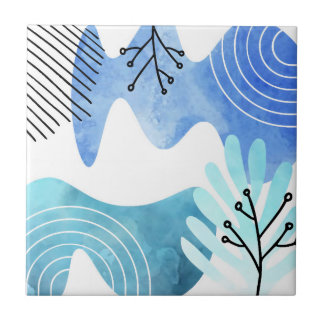 Minimalistische Boho Botanical Leaves Lines Art Tegeltje