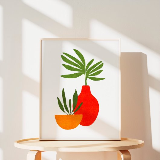 Minimalistische Boho Botanische Potplant Kunst Poster