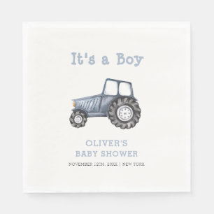 Minimalistische Boho Boy Waterverf Tractor Baby sh Servet