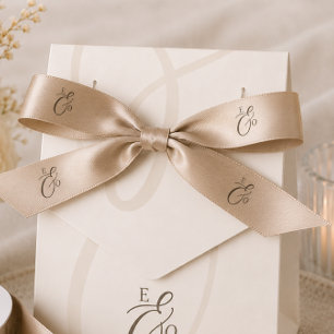 Minimalistische Boho Cacao Bruine Monogram Satijne Lint