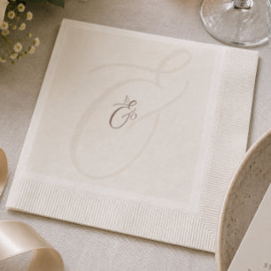 Minimalistische Boho Cacaobruine Monogram Trouw Servet