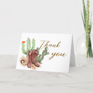 Minimalistische Boho Cactus Cowboy Schoenen Baby s Bedankkaart