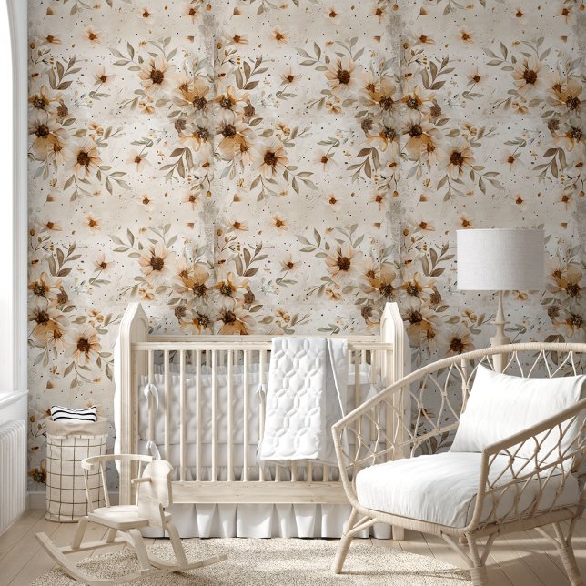Minimalistische Boho Chic Bloemen Aardse Pastel Kl Behang (Creator heeft geüpload)