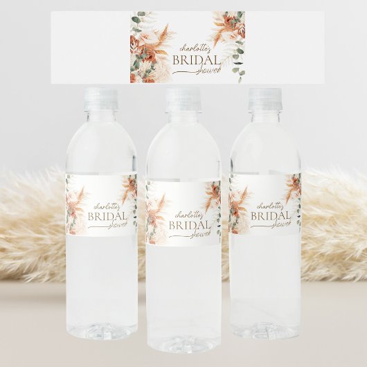 Minimalistische Boho Chic Bloemrijke Bruidsdouche Waterfles Etiket