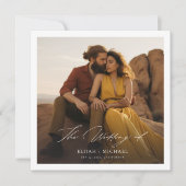 Minimalistische Boho Chic Photo Square bruiloft Kaart (Voorkant)