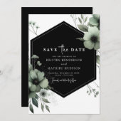 Minimalistische Boho Chic Sage Green bruiloft Save The Date (Voorkant / Achterkant)