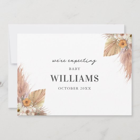 Minimalistische Boho Chic zwangerschapsaankondigin Aankondiging (Voorkant)