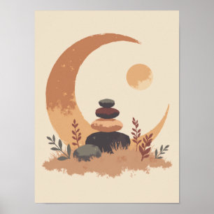 Minimalistische Boho Crescent Moon Wall Art Poster