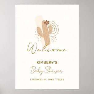 Minimalistische Boho Desert Cactus Baby Shower Wel Poster